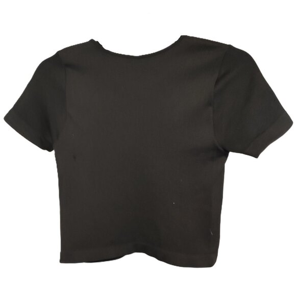 (Youth XL extra large) Black Short Sleeve T-Shirt Rib Crop Top NWT New with Tags - Picture 2 of 6